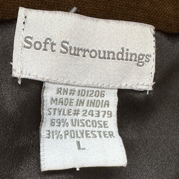 Soft Surroundings Crushed Black Velvet Tunic Top Gold Sequin Trim SZ L Good Cond - Picture 7 of 11